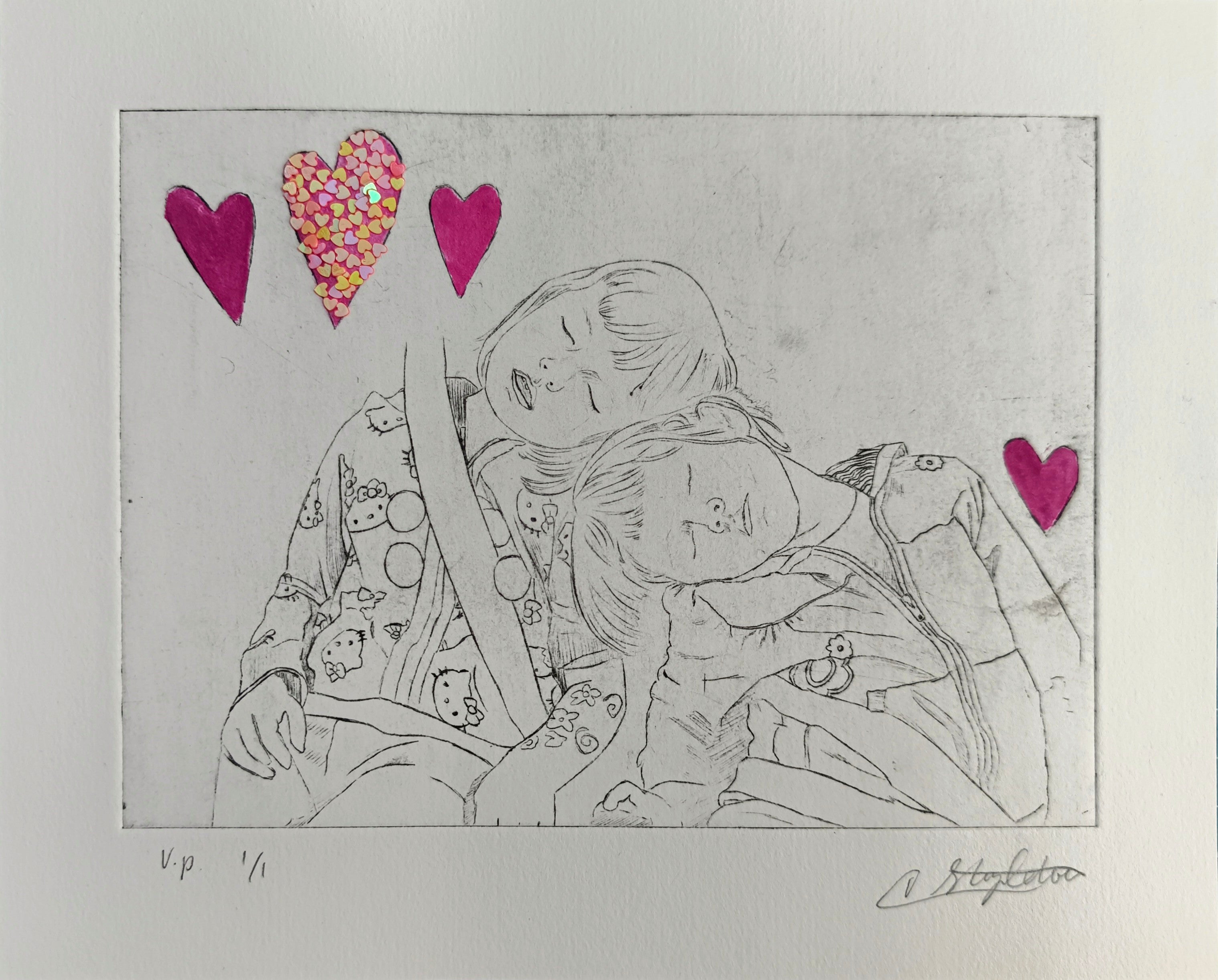 Original "Sleeping Sisters" Etching
