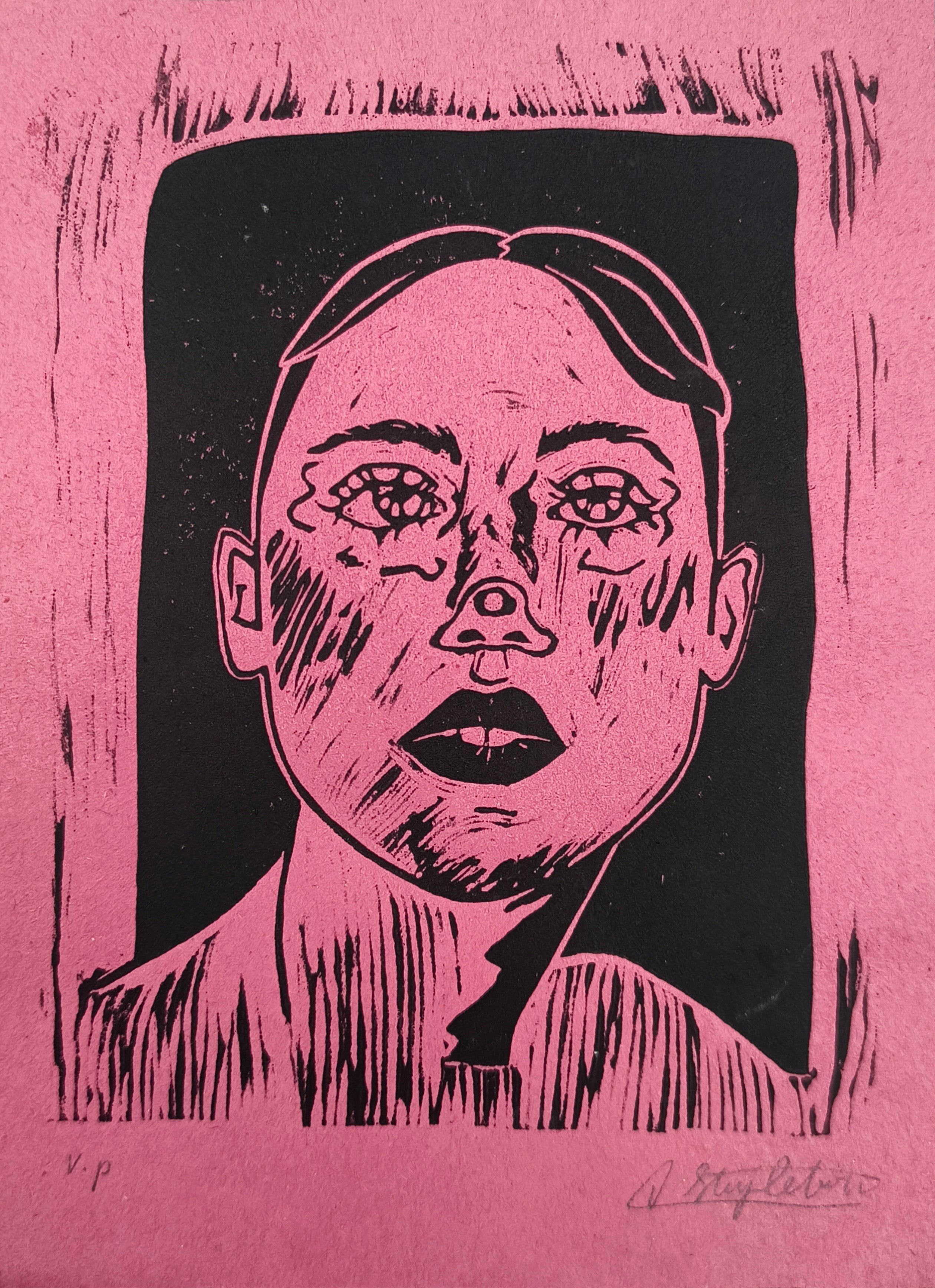 Pink Lino Print