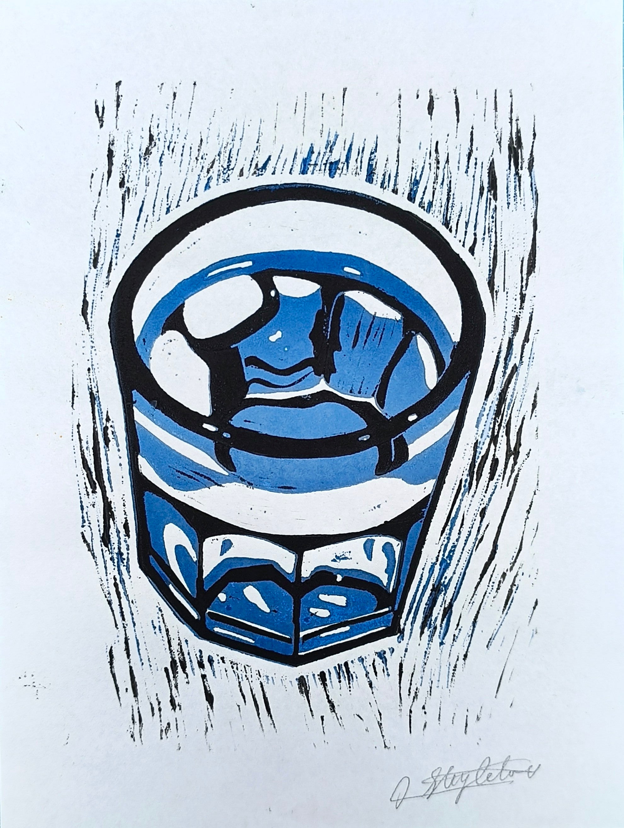 Water Glass Lino print
