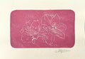 Metallic Pink flower lino print