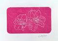 Pink flower lino print